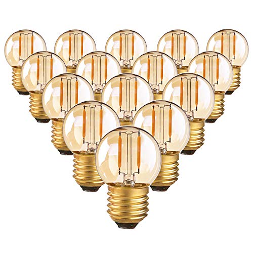 Bombilla de filamento LED G40 Mini Globe Light 1W Low Voltage AC / DC 12-24V Ultra Warm White 2200K Amber Glow 10W Reemplazo equivalente - E27 Bombillas de candelabro - No regulable - Paquete de 15 Cover