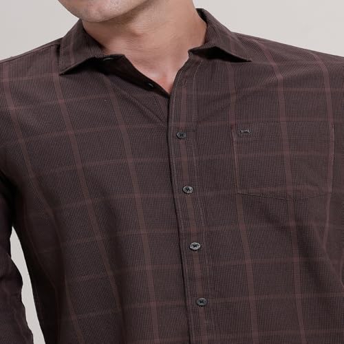 Image of BASICS 100% Cotton Checked Shirt for Men | Slim Fit | Everyday Smart Casual Wear | Full Sleeve