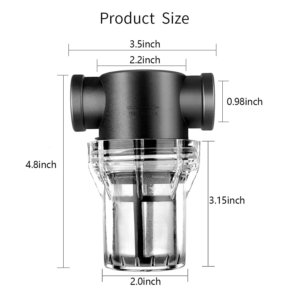 Cxztcl Sediment Filter Attachment in-Line Water Hose Filter with 80 Mesh Screen 3/4Inch Raw Water Strainer Filter for Outdoor Gardening Water Pump