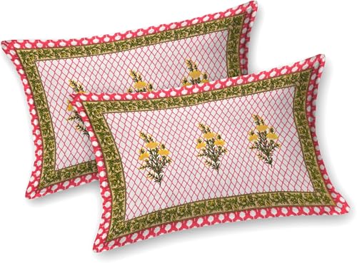 Image of Bedsheet for Double Bed King Size | Jaipuri Rajasthani Cotton Bed Sheet | 1 King Size bedsheet with Pillow Cover | 240 TC Jaipuri Prints Flat Double Bed Bedsheet Cotton King Size