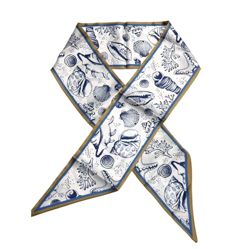 Image of Head Hair Scarf for Women,Silky Long Headscarf Purse Bag Scarfs for Handbag Fashion Satin Neck Scarves Accessories