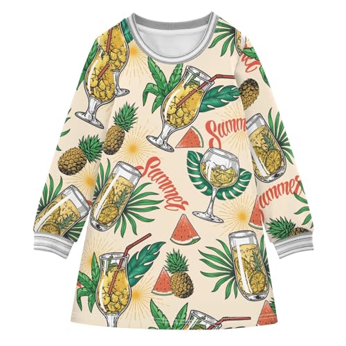 Cocktails Girls Dresses Long Sleeve Sweatshirt Dress for Girls Winter Toddler Casual A Line Dresses Size 2-8T