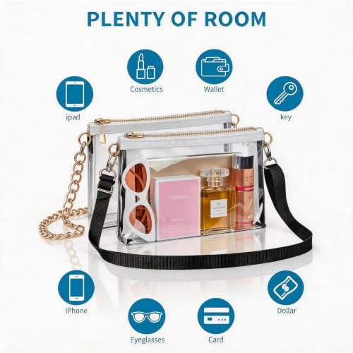 Image of Clear Purse for Women - Clear Bag for Stadium Events, Clear Purse with Detachable Strap, 2 Style to Replace