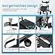 FANTASK 2 in 1 Rollstuhl & Reiserollator, Rollator aus Aluminium mit faltbarem Design, schwarzer Reiserollator mit Höhenverstellsystem, Rollstuhl mit Tasche & Stockhalter