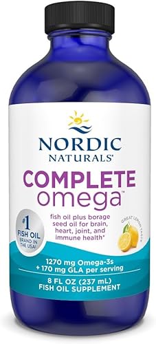 Nordic Naturals Omega completo sabor a limón 8 onzas 1270 mg Omega-3 EPA y DHA con GLA añadido piel y articulaciones saludables cognición estado de