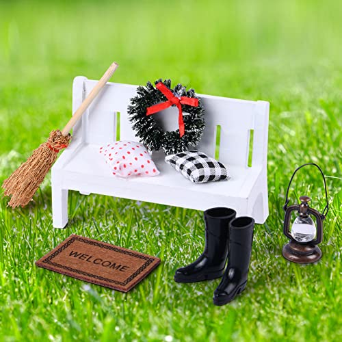 Aolso Dollhouse Furniture, 7pcs Children Wooden Doll House Furniture, Miniature Dollhouse Accessories Kids' Toys for Ages 3 and Above - Image 4