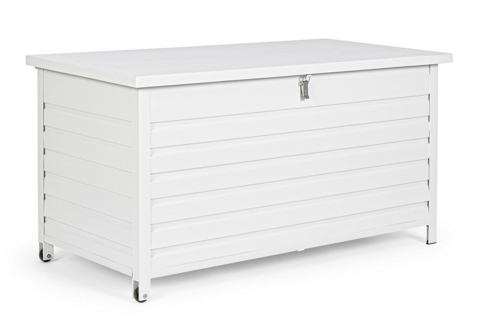 Decor Space Coffre de coffre Atlantic porte-coussins extérieur en aluminium avec roues (Blanc)