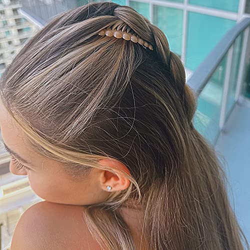 camila paris cp28922 french hair side comb small rounded beige french twist hair combs decorative strong hold hair clips for women bun chignon up-do styling girls hair accessories made in france