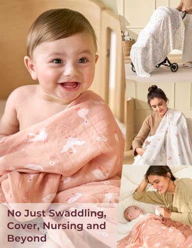 Image of Momcozy Muslin Swaddle Blankets, 4-Pack Breathable and Skin-Friendly Receiving Blankets, Swaddle Blanket Shower Gifts & Baby Registry Essentials, Large 47 inchx47 inch, Little Homestead