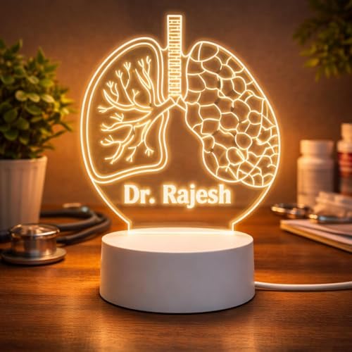 Image of Doctor Themed 3D Illusion LED Night Lamp - Personalized Medical Professional Name Lamp - Warm White USB Powered Acrylic Table Light - Gift for Doctors, Nurses, Healthcare Workers (Dr Lamp 2)