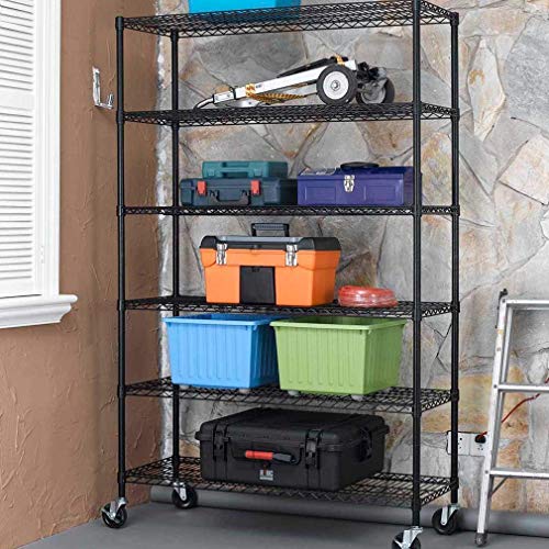 Bestoffice WS-886-BLACK Furniture Large Heavy Duty Metal Wire Shelving Height Adjustable Commercial Grade Utility Steel Storage Rack thumb #3