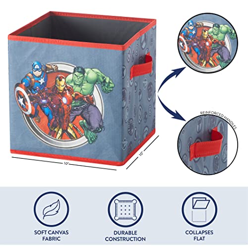 Image of Marvel Avengers Collapsible Storage Cubes,Set of 2, 10 inchx10 inch, Grey, Spacious Organizer Bins for Kids' Room, Closet, or Playroom