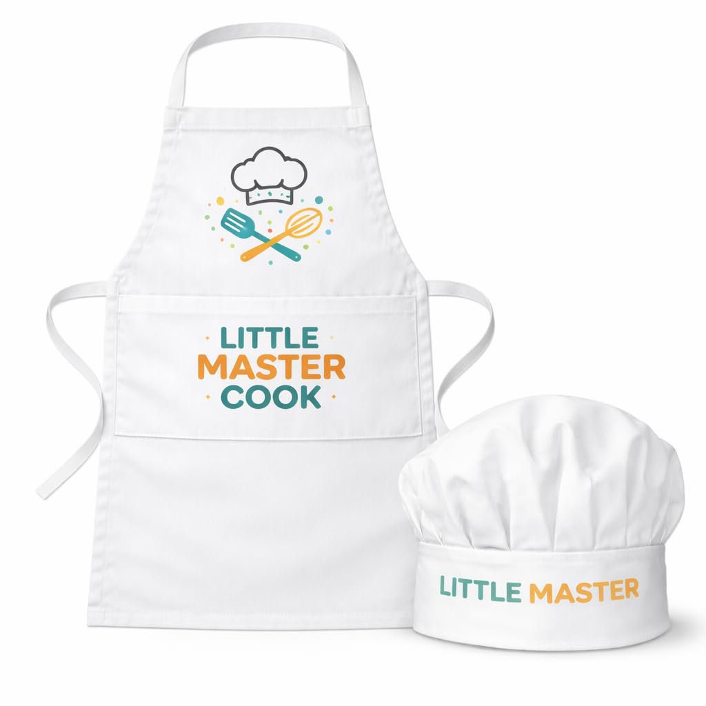 Little Master Cook Kids Cooking Apron with Chef Hat – Fun Baking Apron Set for Boys & Girls, Perfect for Kitchen Cooking, Baking, and Cooking Classes-image-20
