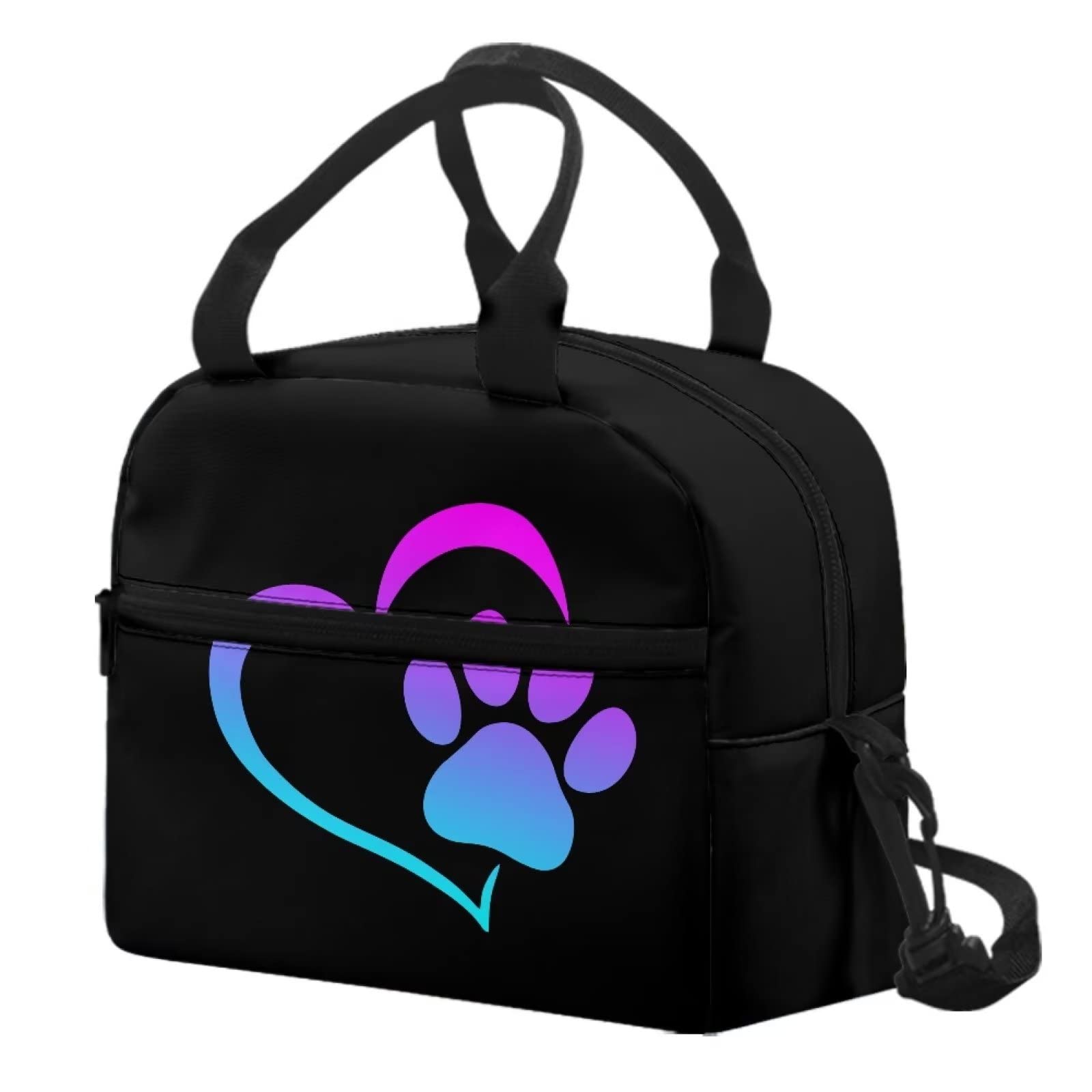 HELLHERO Dog Paw Print Lunch Bag Crossbody Lunchbag Insulated Cooler Lunch Box Tote Lunchboxes Snack Food Container Storage Pouch with Adjustable Shoulder Strap for Women Men Girls Boys — image 1