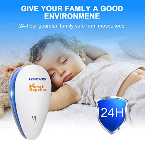 USCVIS Repelente Ultrasónico Mosquitos, 4 Piezas Repelente Ultrasónico de Plagas, 2019 Control de Plagas para Moscas, Cucarachas,Hormigas, Ratas, Ratones,Roedores, Insectos