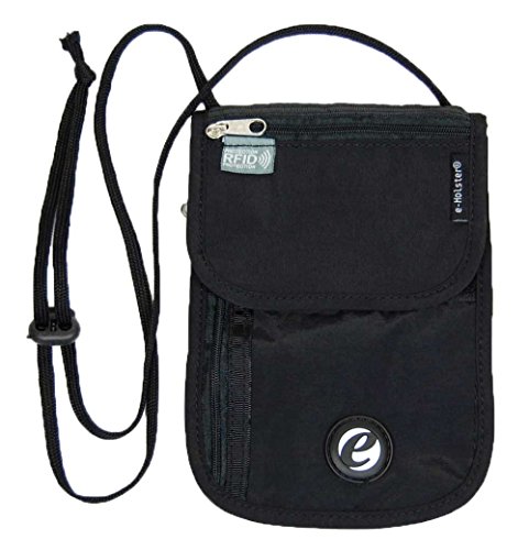 e-Holster Travel Neck Wallet Passport Holder - RFID Blocking Security Sleeve for Documents