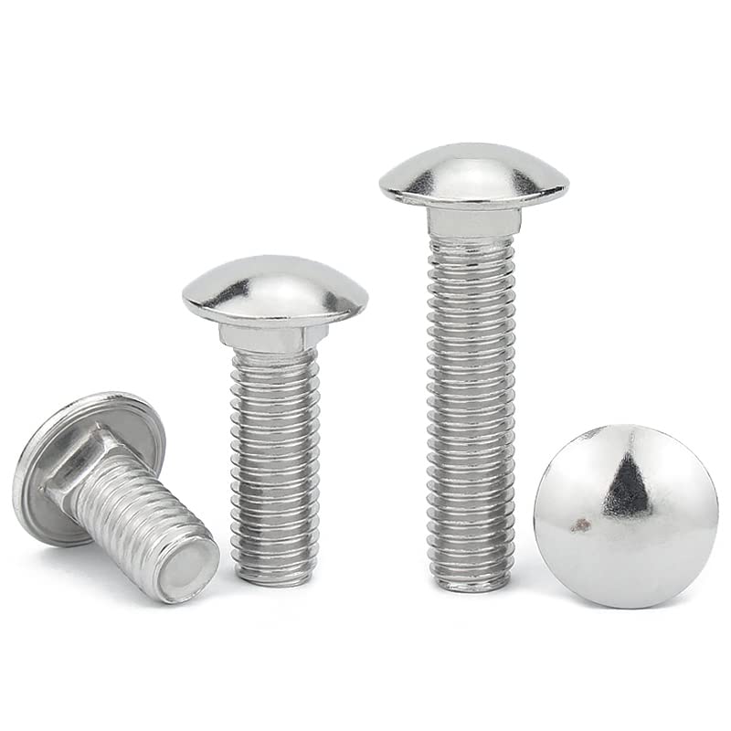 2/8/10PCS M6M8M10M12 304 in Acciaio Inox Testa Grande Bullone a Testa Semi-Cerchio Quadrato Vite a Collo Scaffale Vite a Testa Piatta Piazza(2PCS,M8x35)