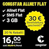 Inklusive Allnet Flat, SMS Flat und 3 GB Datenflat mit max. 25 Mbit/s