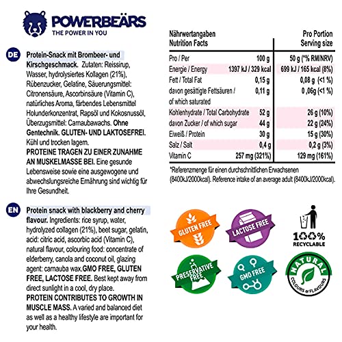 Powerbeärs High Protein Blackberry and Cherry | Protein Rich Fruit Gummies (16x50g) - Afbeelding 6