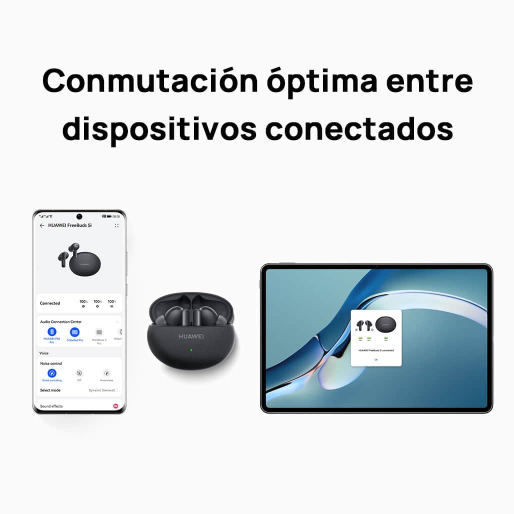 HUAWEI FreeBuds 5i Auriculares Inalámbricos, para iOS Android Windows,Negro | Bluetooth 5.2, Control Deslizar, Hi-Res Audio, 3 Modos ANC, 28 Horas de Batería, IP54, Doble Conexión