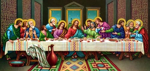 ROSTITCH Easy Cross Stitch DY1038 The Last Supper Cross Stitch Kits,Easy Funny Preprinted Pre Printed Counted Stamped Cross Stitch Kits for Beginners Adults, Cross Stitch Embroidery Starter Kit