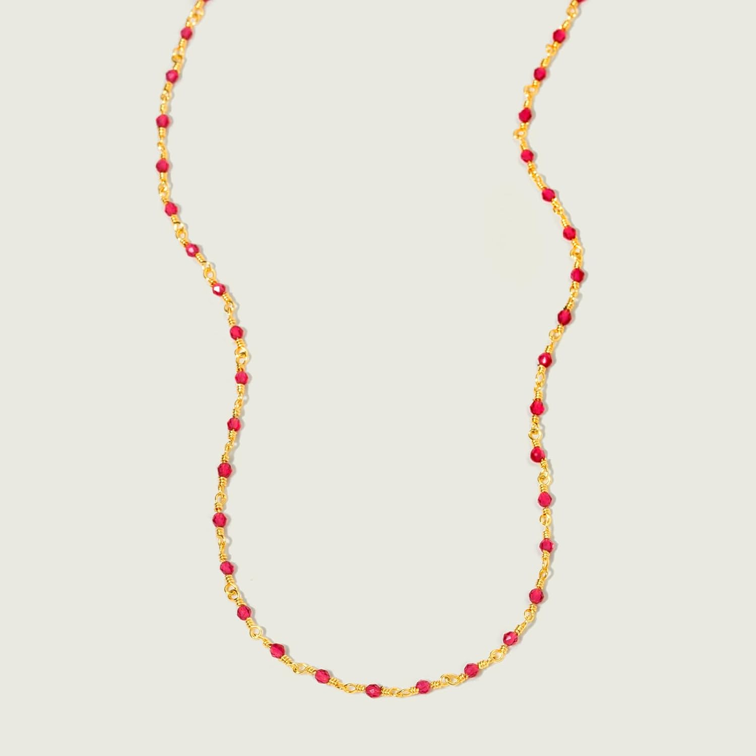 MEVECCO Dainty Gold Beads Bracelets,18K Gold Plated Handmade Cute Rose Red Zircon Bead Chain Minimalist Bracelet for Women Jewelry Gifts - Image 7