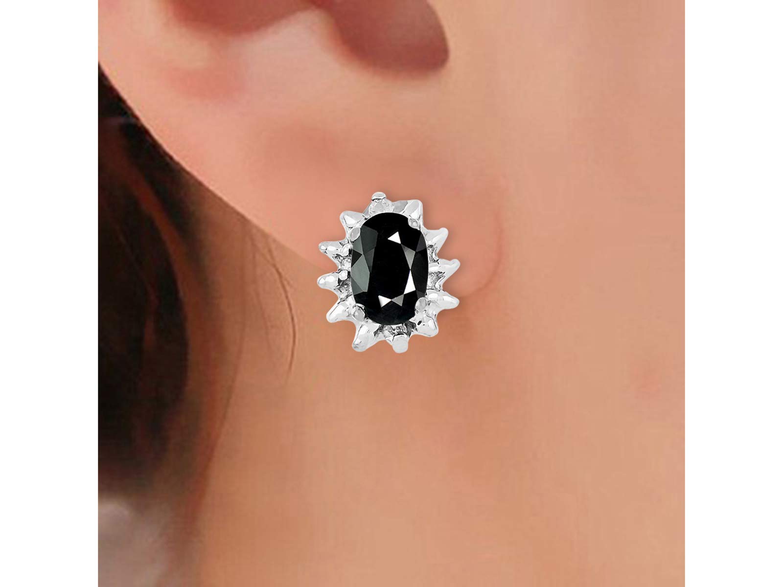 Nero onice e diamanti ciondolo, orecchini e anello set in argento Sterling .925 con catena e confezione regalo