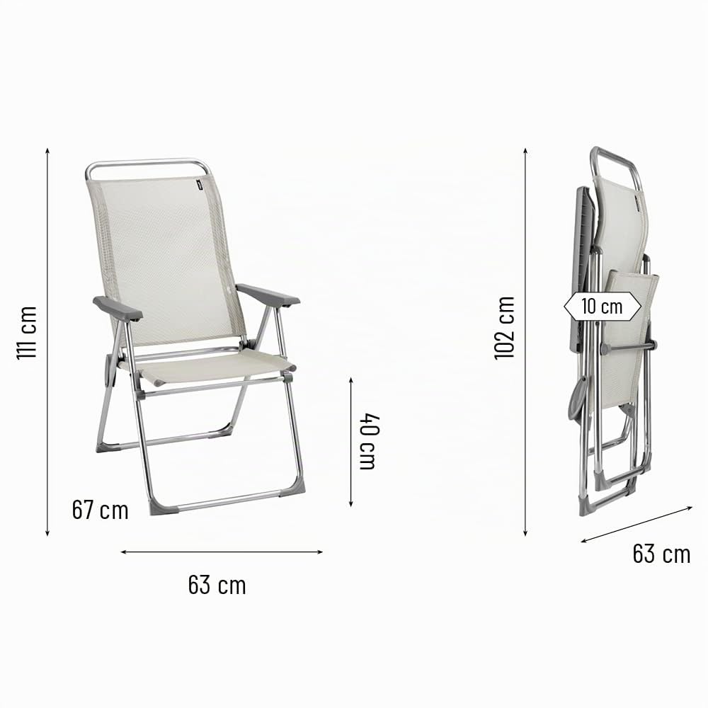 Lafuma Mobilier Alu Cham Sedia Pieghevole, Batyline, Beige, 62,5x67x111 cm