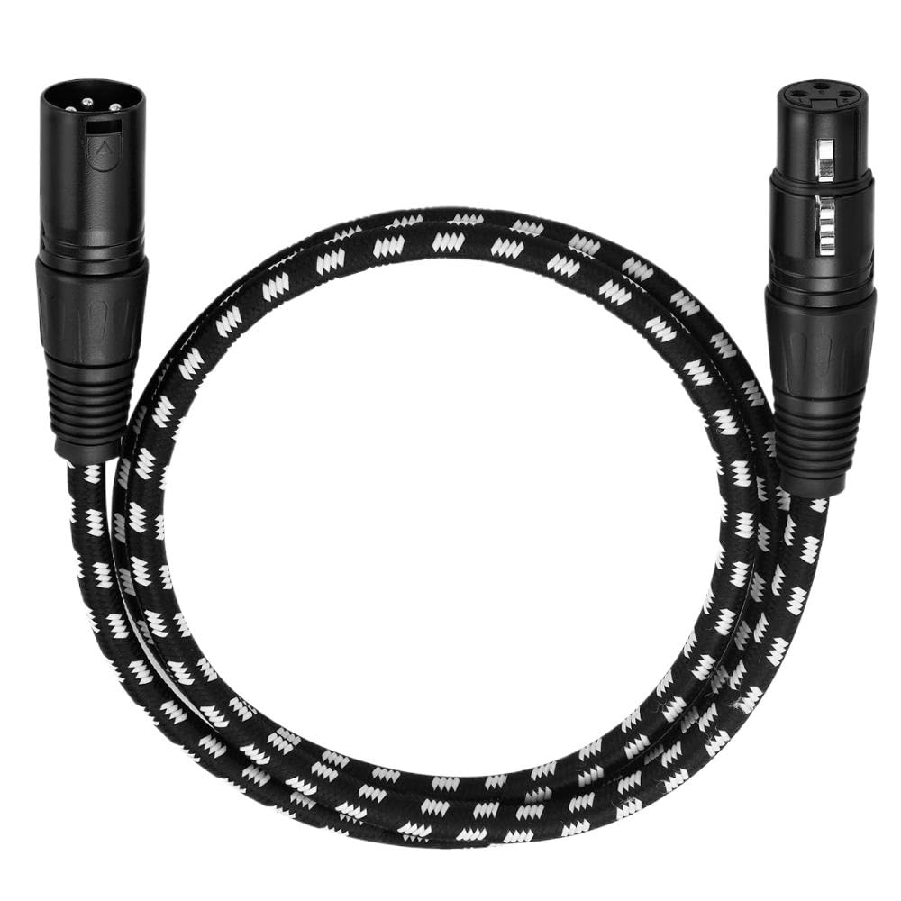 Textilgeflochtenes XLR-Kabel, Stecker auf Buchse, 3-polig, Ja-ck, mehrfach abgeschirmtes OFC-Kupfer für Mikrofon, Mischpult, 1 m, 2 m, 300 cm, 5 m, 10 m, 15 m, 20 m