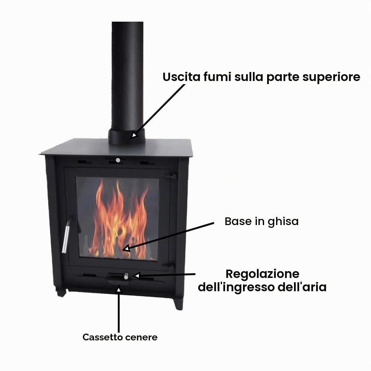 SOLARIS Stufa a legna ad accumulo 8,8-12 kW - tronchi da 45 cm - alta efficienza