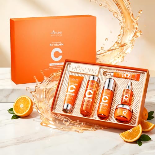 HONLINK 6-Piece Skincare Set for Women, Complete Daily Face Care Routine with Cleanser, Toner, Serum, Eye Cream, Lotion & Cream, Vitamin C, Niacinamide, Collagen & Hyaluronic Acid Beauty Gift Set