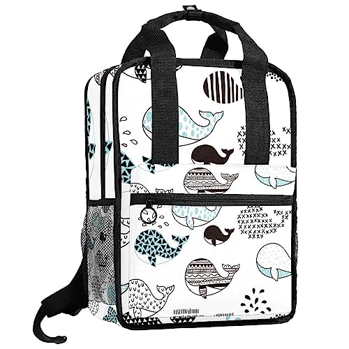 Sac à dos pour garçons léger motif baleine blanc pour ranger toutes ses affaires