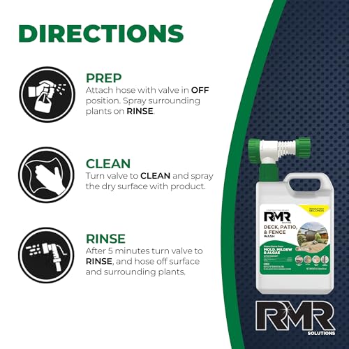 RMR Deck, Patio, & Fence Wash - Commercial-Grade Outdoor Stain Remover for Mold, Mildew, and Algae, 64 Ounce Bottle with Hose-End Adapter - Thumbnail 7