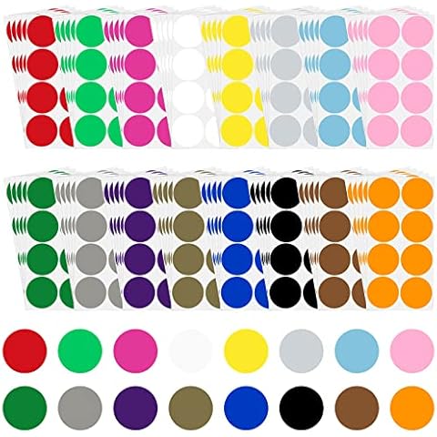 Coloured Dot Stickers Circle Labels - 640pcs Coding Round Sticker Labels Sticky Dots Self Adhesive for Office 5cm 80 Sheets(16 Assorted Colors) Cover