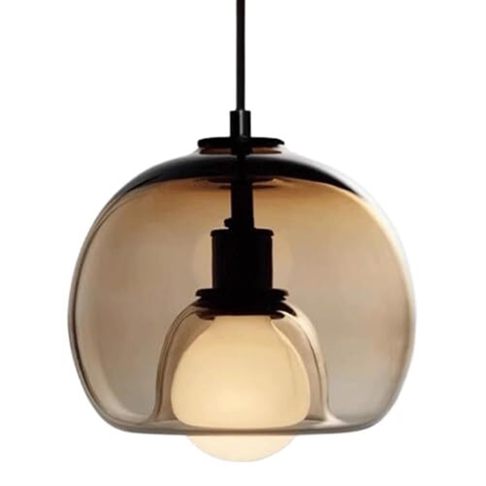 MESOVFCA Nordic Style E27 Glass Pendant Light - Minimalist Chandelier for Bar & Balcony Décor, Flush Mount Ceiling Fixture(Amber)