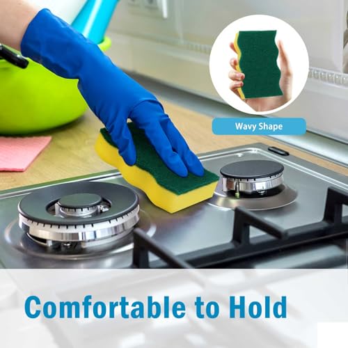 Image of AIDEA Sponges Kitchen, 24 Pack Heavy Duty Dish Sponge, Cleaning Dish Scrubber Sponge for Home and Kitchen, Stink-Free Cleaning Supplies for Pots, Pans