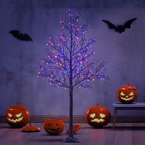 LIGHTSHARE 6FT Halloween Willow Tree 200 LED Lights Artificial Black
