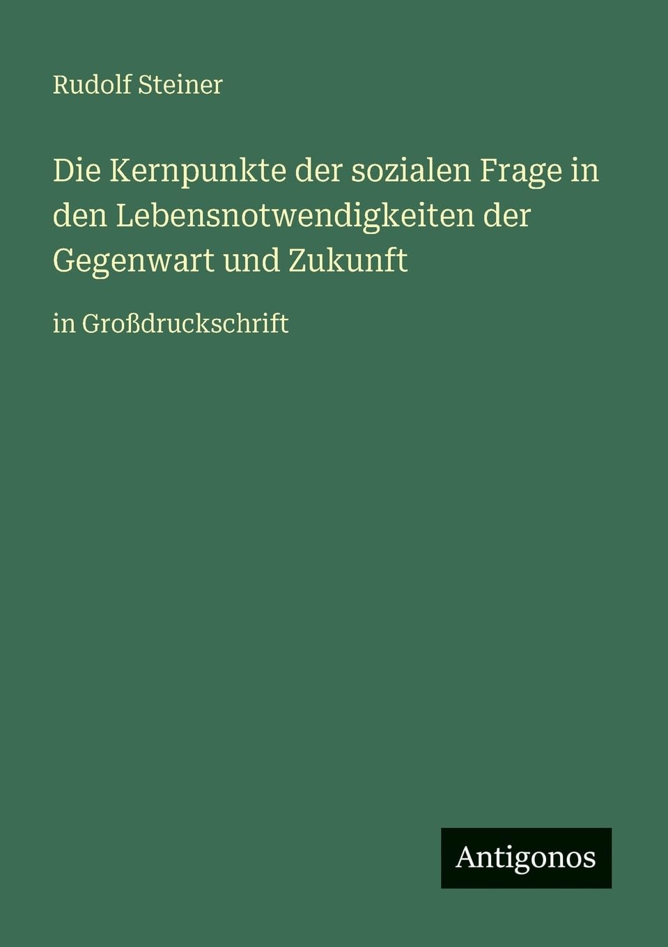 Die Kernpunkte der sozialen Frage in den Lebensnotwendigkeiten der Gegenwart und Zukunft: in Großdruckschrift