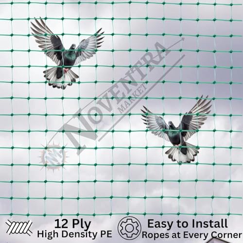 Image of Anti-Bird Pigeon Net for Balcony | Heavy-Duty Bird Net, Green, 12Ft X 90Ft