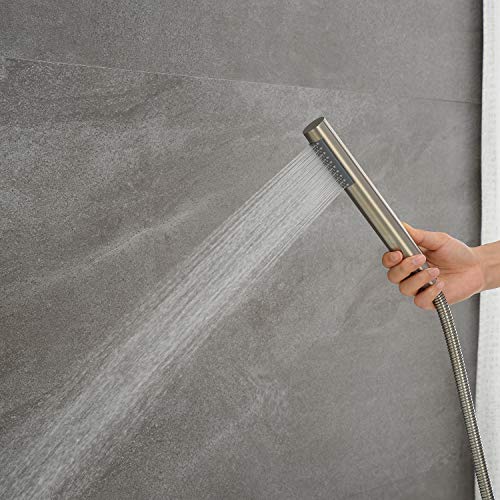 Llave para bañera independiente grifo de bañera acabado níquel cepillado montado en el piso con ducha de mano miniatura 5