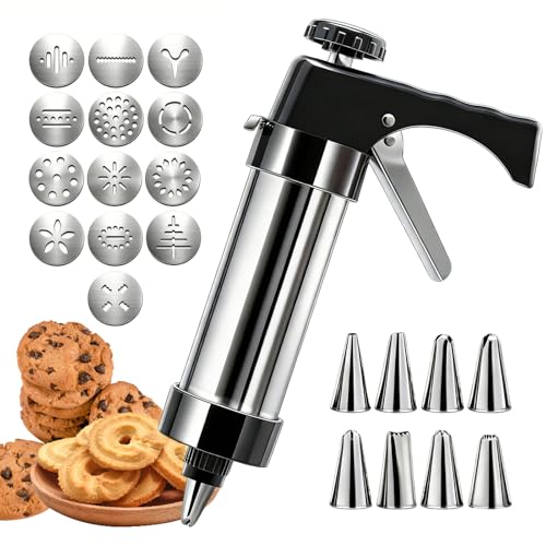 Pynzeka Pistolet à Patisserie Machine a Churros avec 13 Gabarits 8 Douilles pour Fabrication de Biscuits Gâteau Dessert