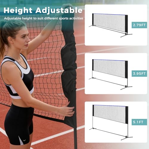 OLIXIS Badminton Net Set, 10FT Wide, 3-5FT Adjustable Height Multi Sport Net for Pickleball, Tennis, Volleyball, Soccer Tennis, Indoor Outdoor with Carry Bag, Easy Setup for Backyard by OLIXIS - Image 4