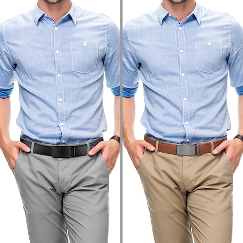 Image of Zitahli Leather Ratchet Belt for Men - 2 Pack Mens belt,Customizable Fit | Everyday Men Dress Pants Belt,Casual Occasion,Classic Style,Gifts for Men on Birthday,Anniversary,Father's Day,and Christmas