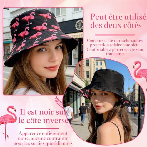 Crunier Chapeau De Pêcheur Flamant Femme, Chapeau De Soleil Pliable Anti-UV – vue 6
