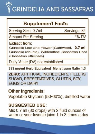 Miniatura 4 de Secrets of the Tribe Grindelia and Sassafras Tintura Extracto sin alcohol, gotas de hierbas de alta potencia, tintura hecha de Wildcrafted raíz de