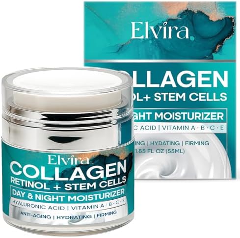 Elvira Retinol Cream for Face - Anti Aging Moisturizer with Collagen - Hydrating Neck Firming Cream - 1.85 Fl Oz