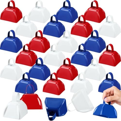 24 Pcs Metal Cowbell Noisemakers with Handles, Cow Bells