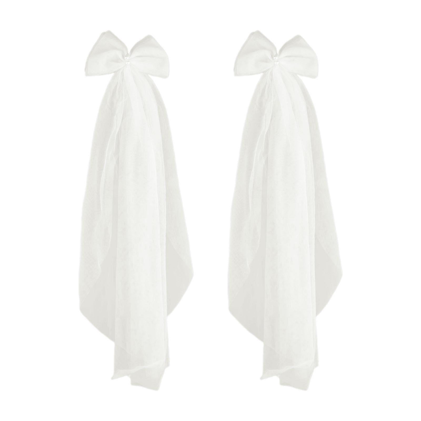 2Pcs Wedding Shoulder Veils Decor Party Supplies Shawl Women Soft Mesh Tulle Ivory White-image-38
