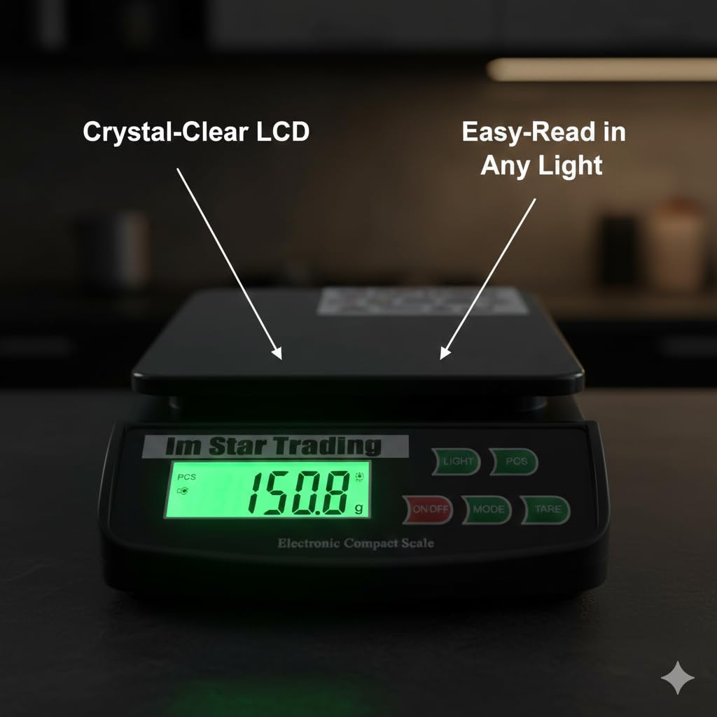 IMStarTrading Digital Kitchen Food Weighing Scale for Healthy Living | Home Baking Cooking Fitness & Balanced Diet | High Precision Weighing Scale with Digital Display | 10Kg x 1g | LCD Screen 4