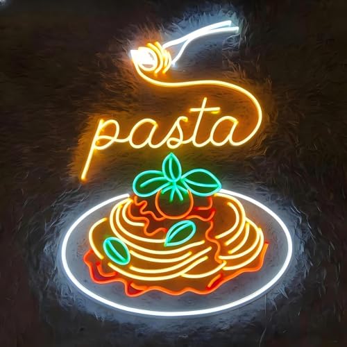 Image of Pasta Neon Signs for Wall Decor Neon Lights for Bedroom Led Business Signs Suitable for Italian Pasta Restaurant Noodle Unique Gift, Food Lovers Bedroom Restaurant Shop Party Decoration - 19 inchx14.5 inch